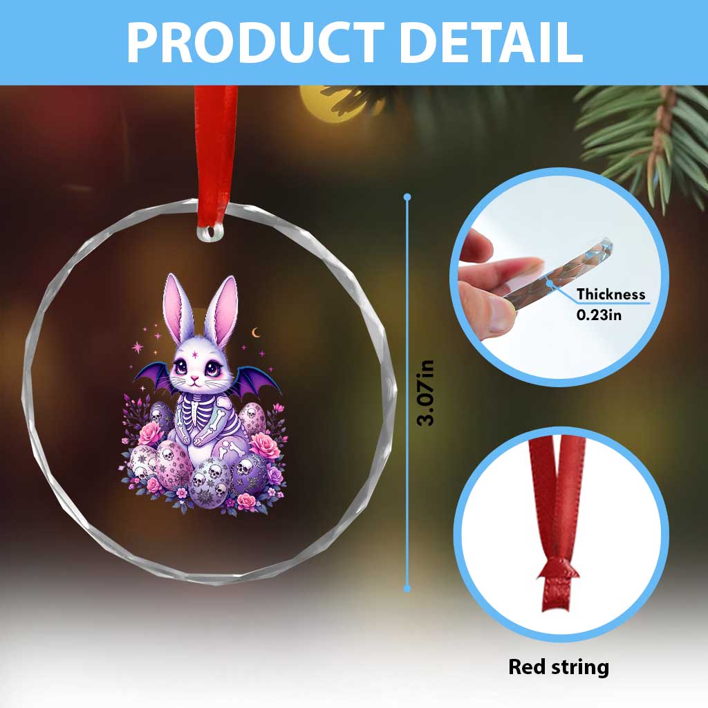 Cute Spooky Easter Bunny Crystal Glass Ornament Pastel Goth Rabbit Gift