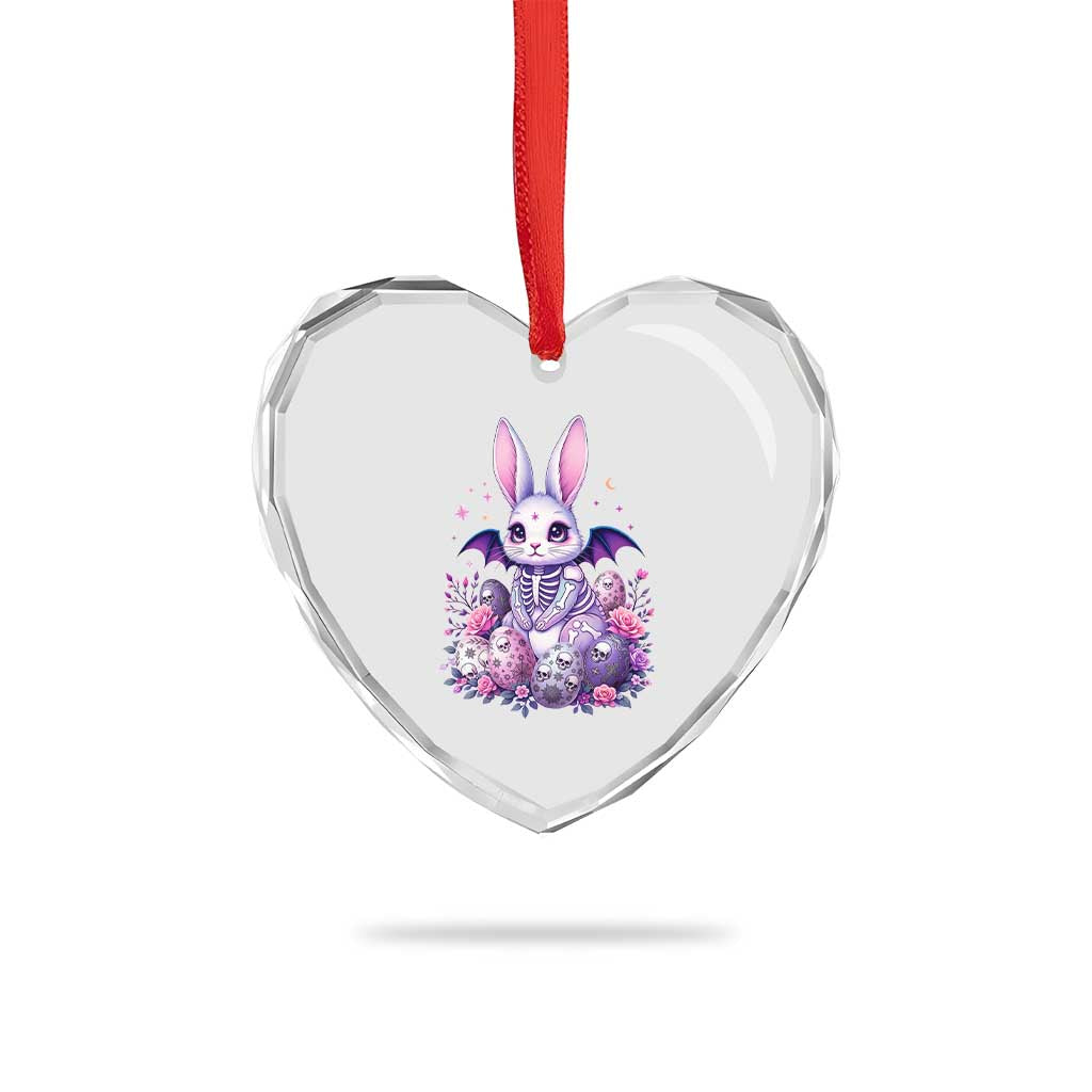 Cute Spooky Easter Bunny Heart Crystal Glass Ornament Pastel Goth Rabbit Gift