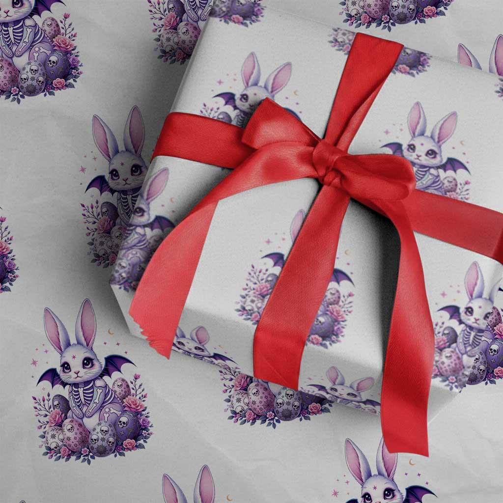 Cute Spooky Easter Bunny Wrapping Paper Roll Pastel Goth Rabbit Gift