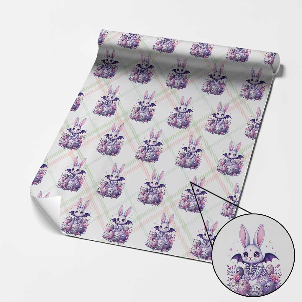 Cute Spooky Easter Bunny Wrapping Paper Roll Pastel Goth Rabbit Gift