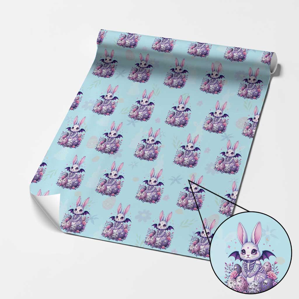 Cute Spooky Easter Bunny Wrapping Paper Roll Pastel Goth Rabbit Gift