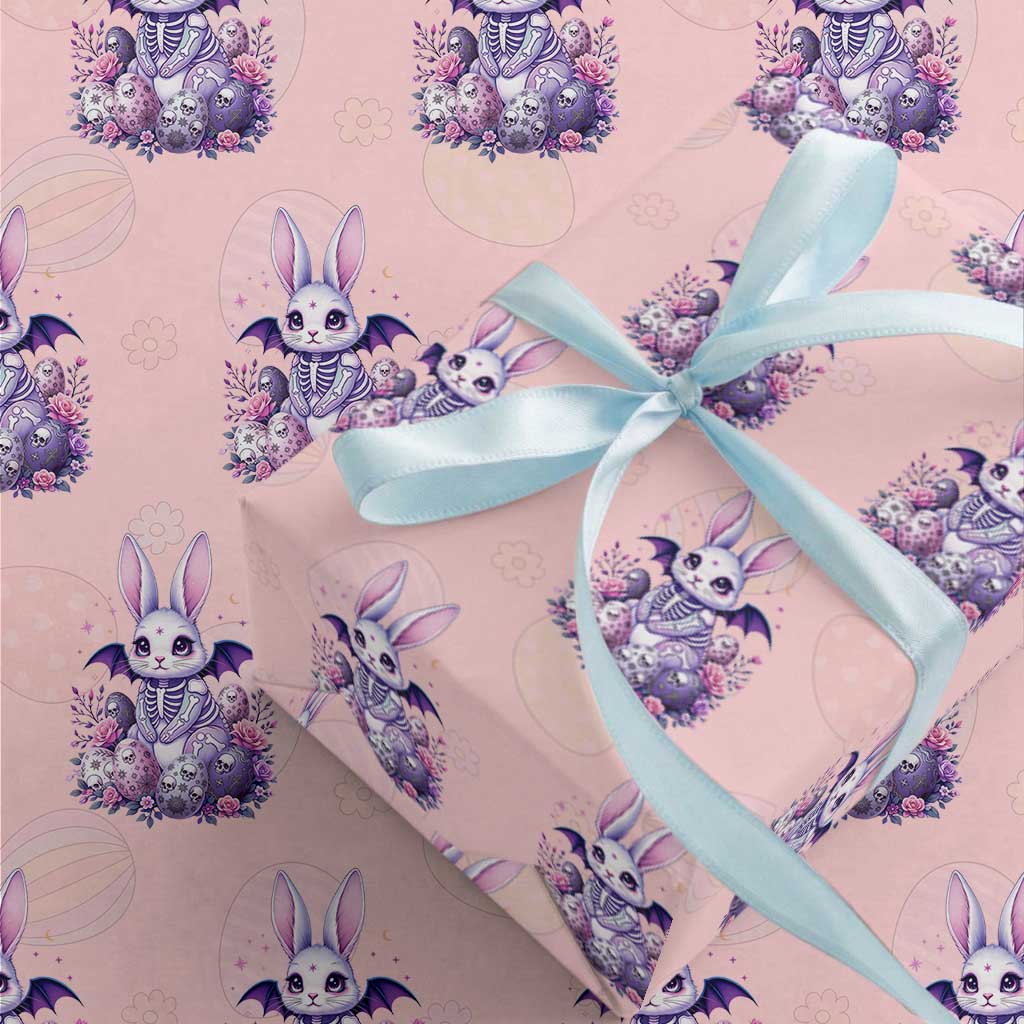 Cute Spooky Easter Bunny Wrapping Paper Roll Pastel Goth Rabbit Gift
