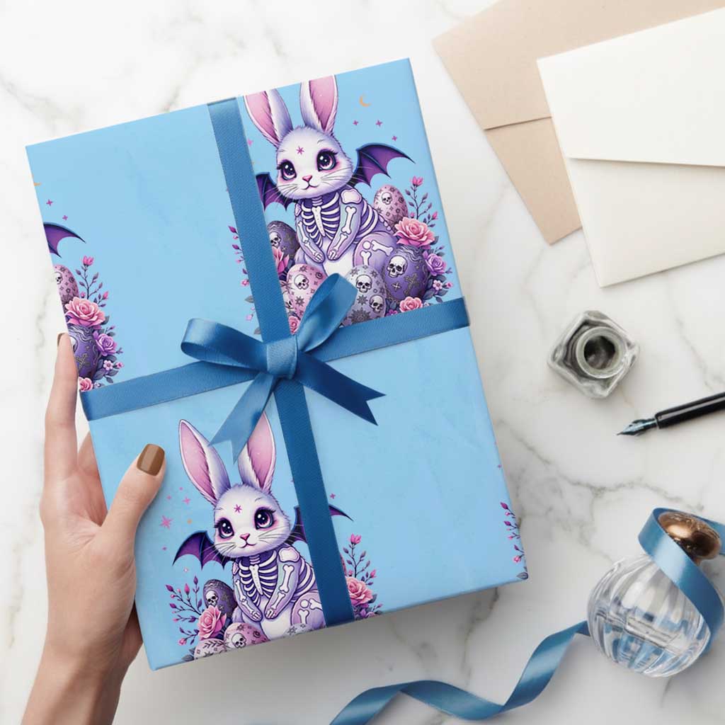 Cute Spooky Easter Bunny Wrapping Paper Roll Pastel Goth Rabbit Gift