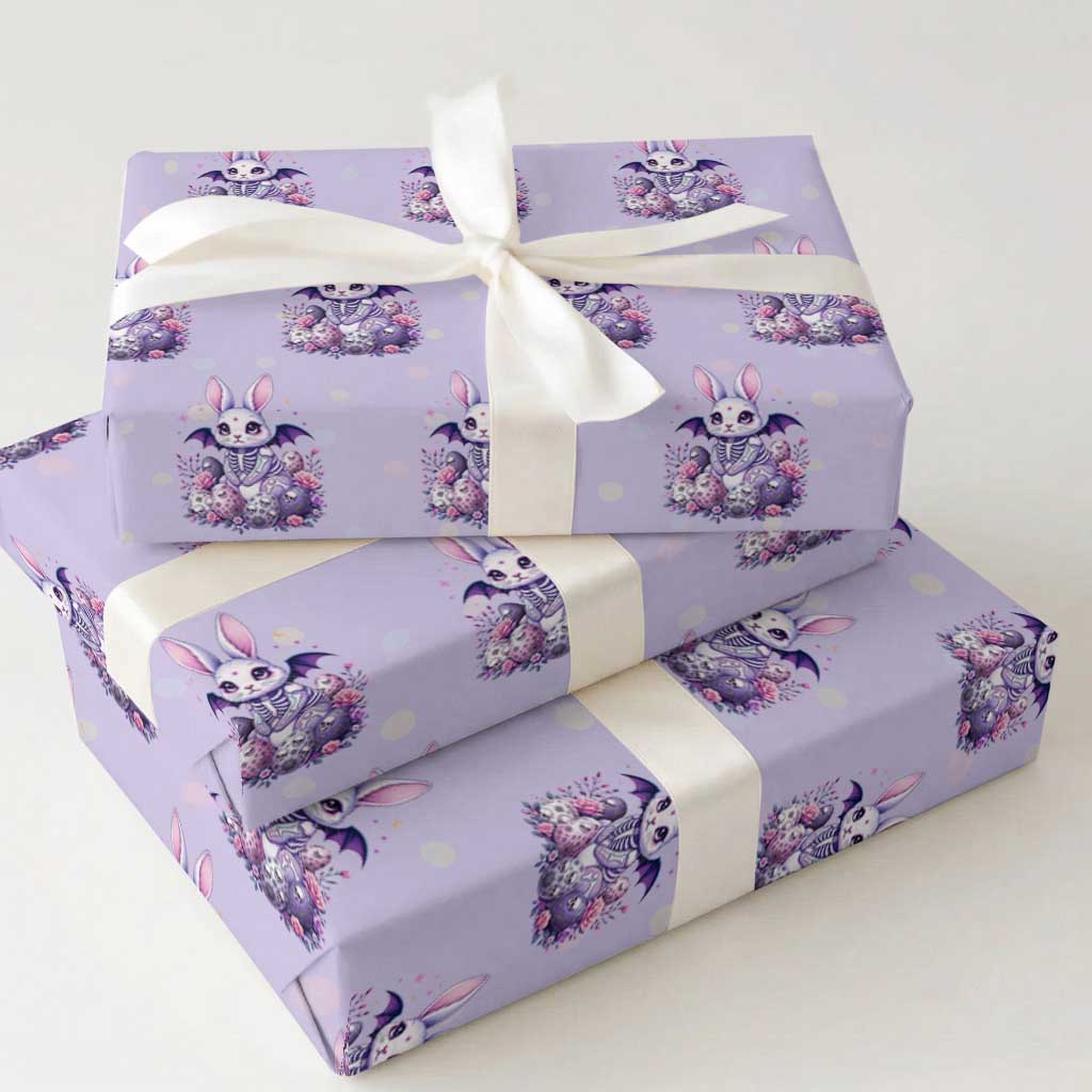 Cute Spooky Easter Bunny Wrapping Paper Roll Pastel Goth Rabbit Gift