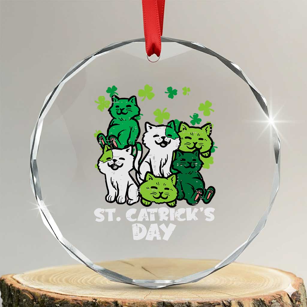 Cute St Catricks Day Crystal Glass Ornament St Patricks Cats Saint Pattys Cat Lover TS02