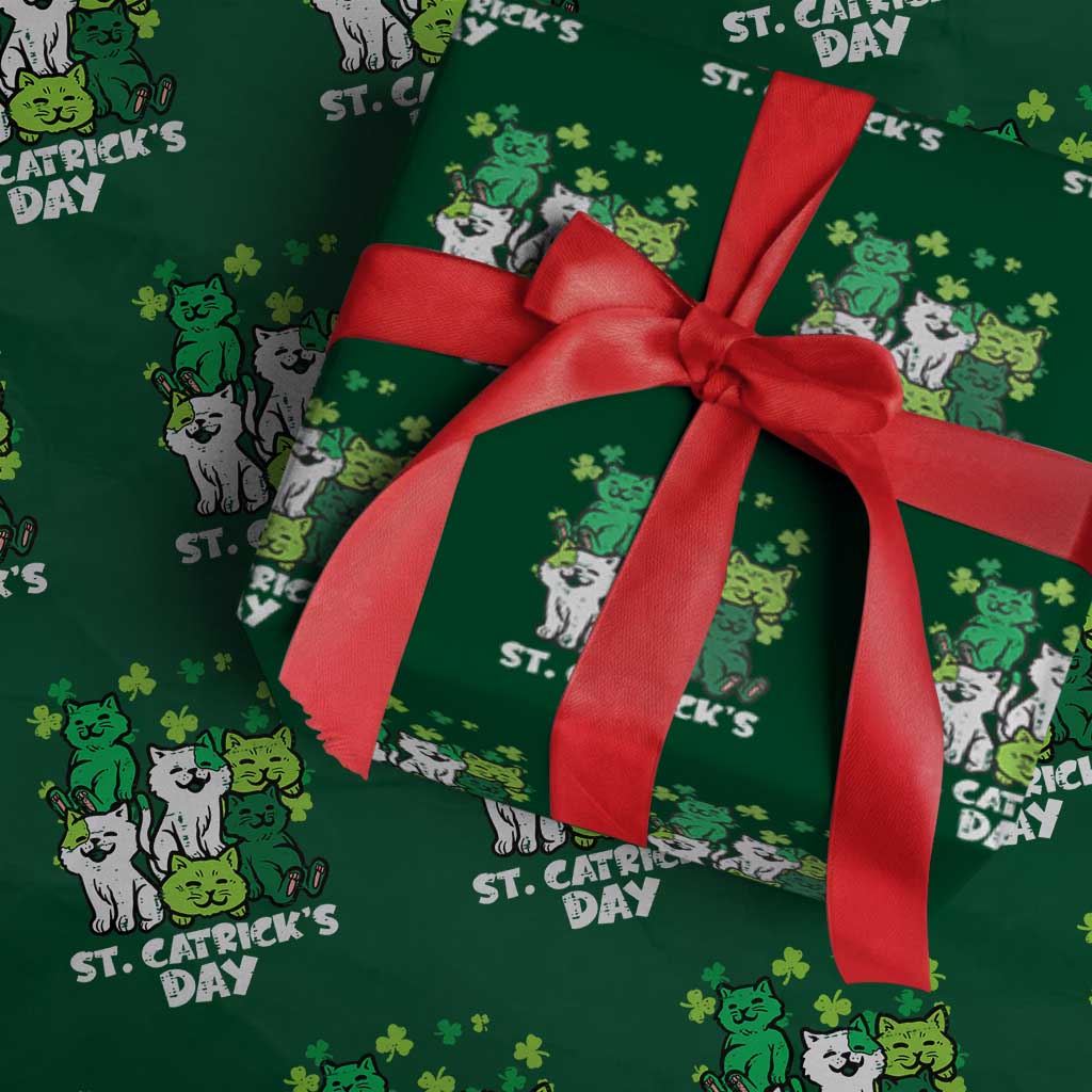 Cute St Catricks Day Wrapping Paper Roll St Patricks Cats Saint Pattys Cat Lover - Wonder Print Shop