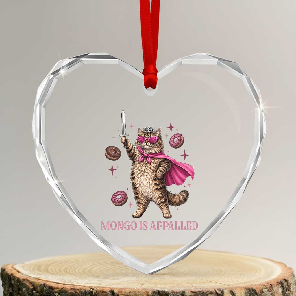 Cute Warrior Princess Cat With Sword Heart Crystal Glass Ornament Fantasy Reader Gift