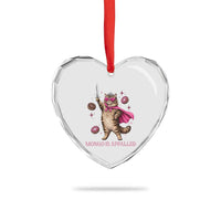 Cute Warrior Princess Cat With Sword Heart Crystal Glass Ornament Fantasy Reader Gift