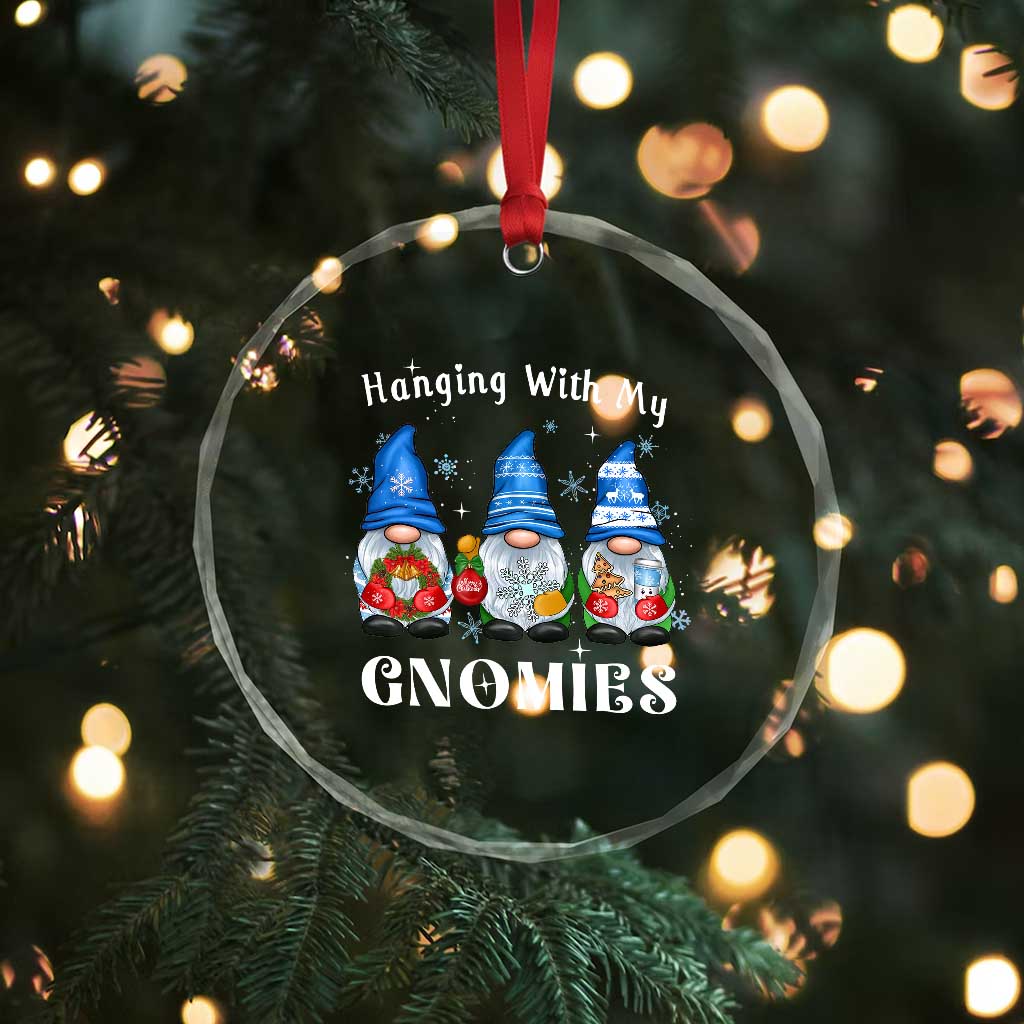 Cute Xmas Gnome Crystal Glass Ornament Hanging With My Gnomies TS09