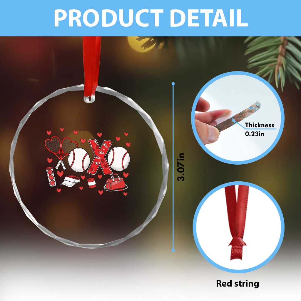 Cute XOXO Tennis Player Crystal Glass Ornament Valentines Tennis Gift - Wonder Print Shop