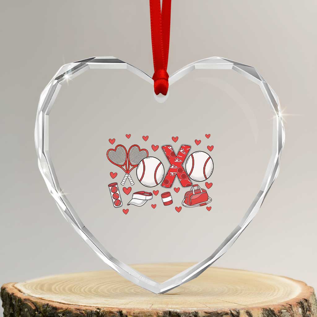 Cute XOXO Tennis Player Heart Crystal Glass Ornament Valentines Tennis Gift - Wonder Print Shop