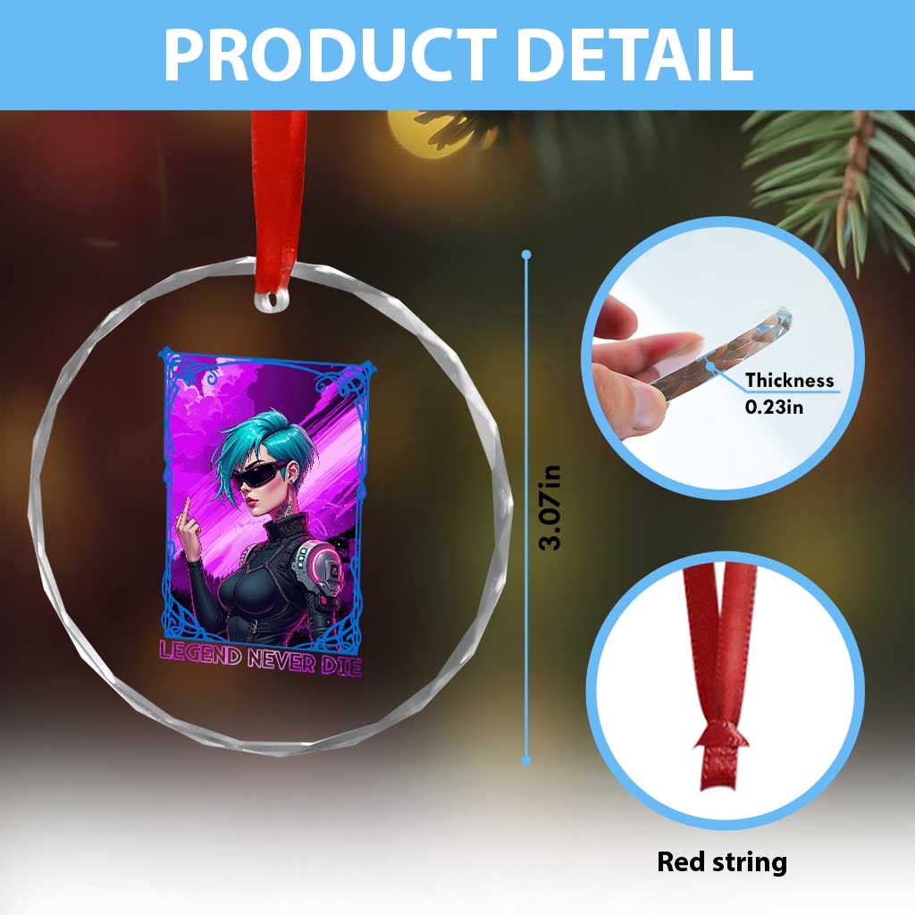 Cyberpunk Girl Legend Never Die Crystal Glass Ornament Gaming Aesthetic Gift TS12