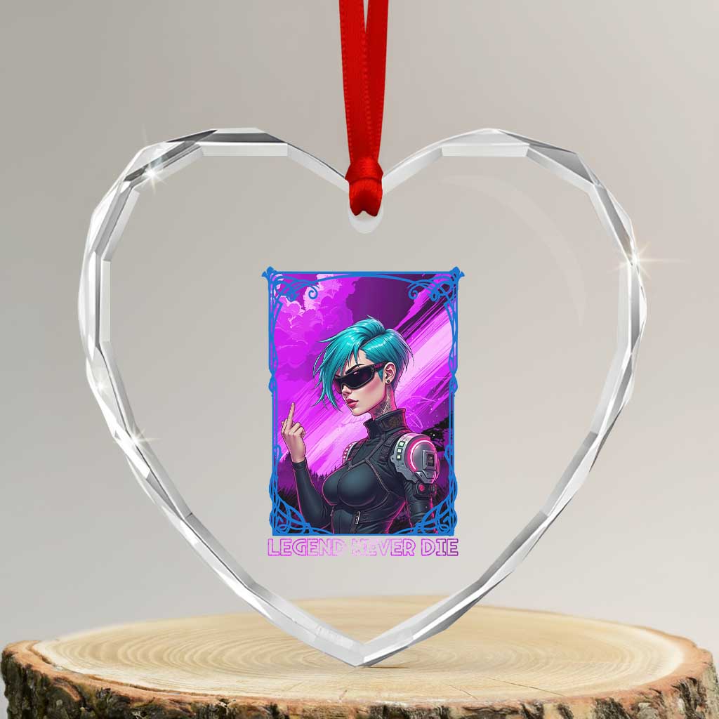 Cyberpunk Girl Legend Never Die Heart Crystal Glass Ornament Gaming Aesthetic Gift - Wonder Print Shop