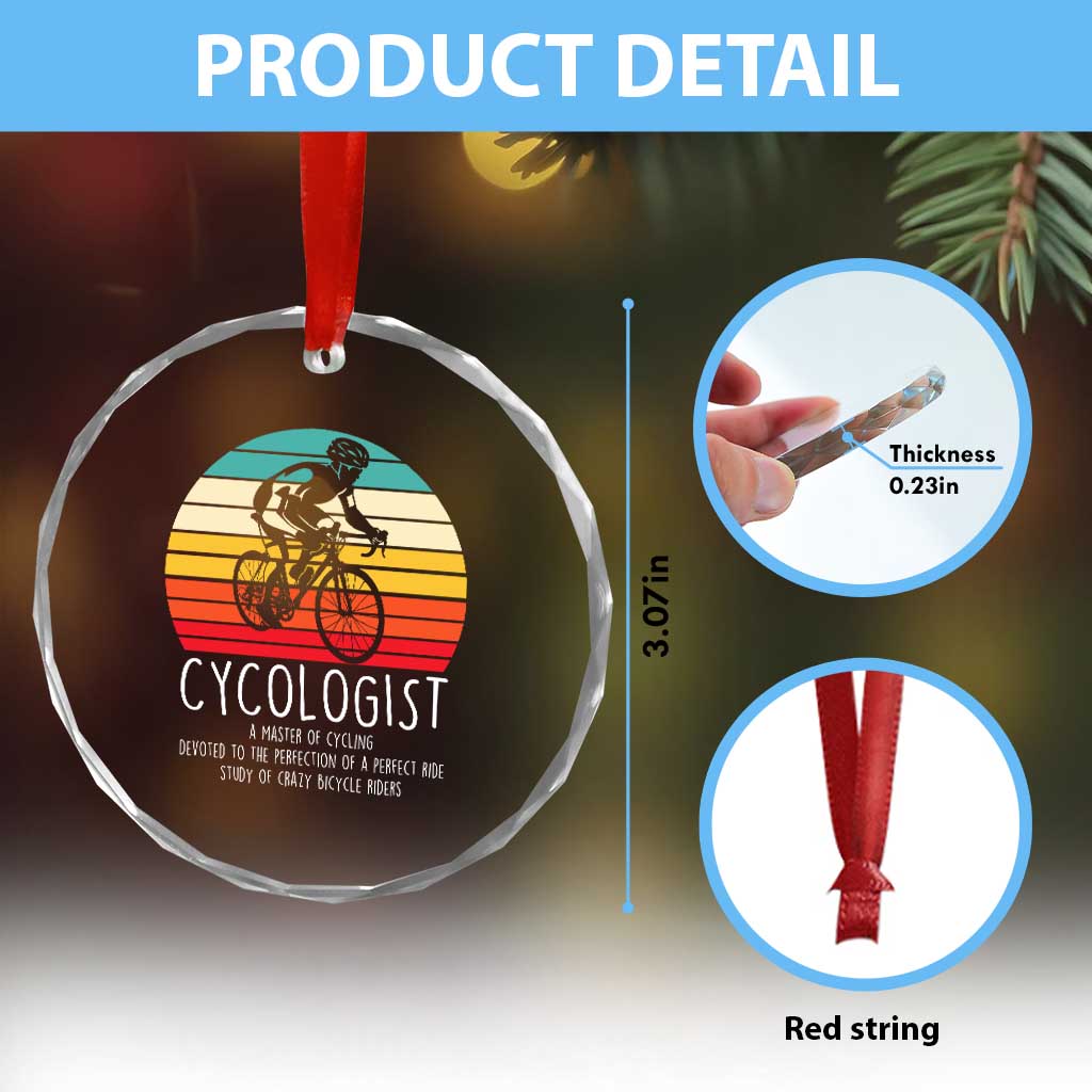 Cycologist Definition Crystal Glass Ornament Vintage Bicycle Rider Cycling Gift