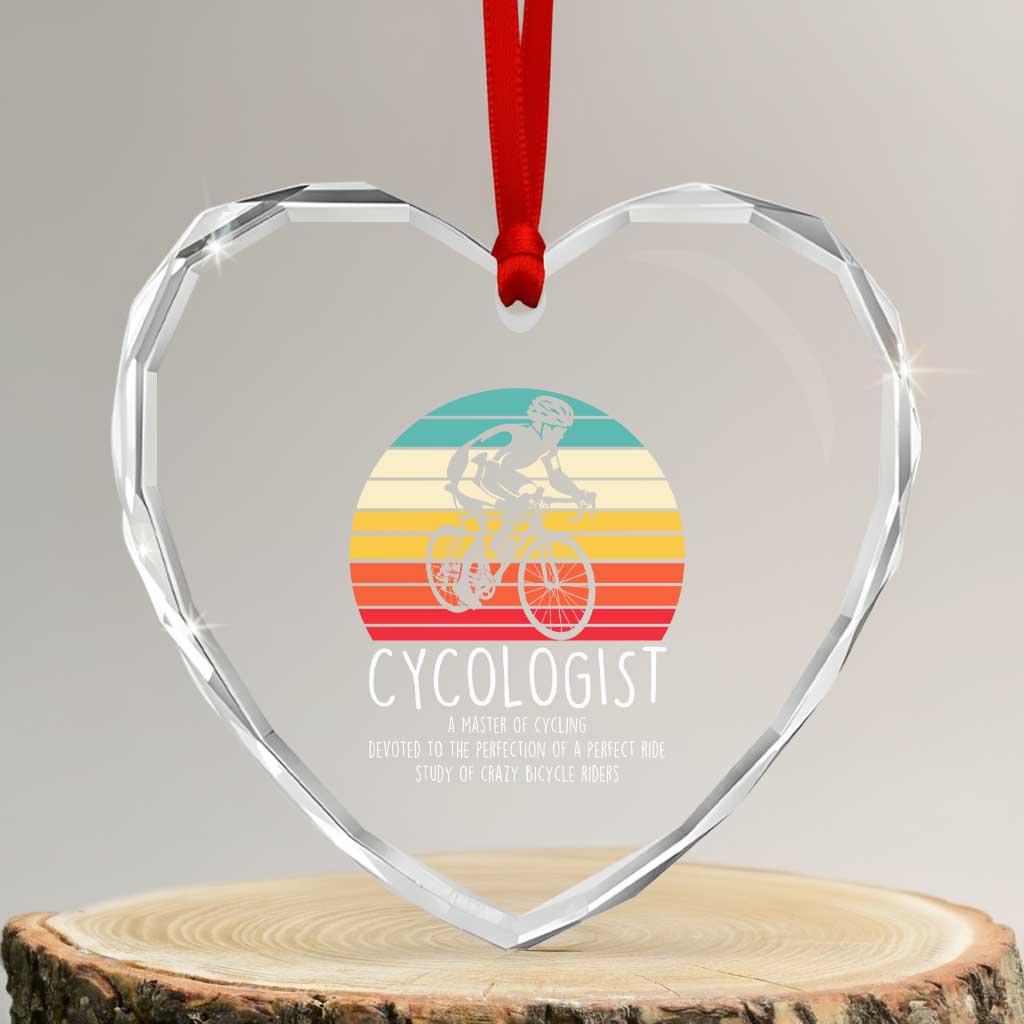 Cycologist Definition Heart Crystal Glass Ornament Vintage Bicycle Rider Cycling Gift