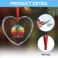 Cycopath Bigfoot Riding Bike Heart Crystal Glass Ornament Funny Bigfoot Cyclist Bicycle Gift