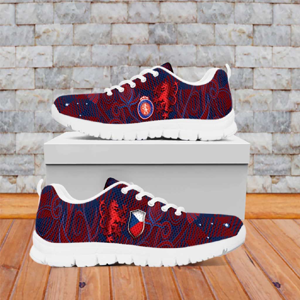 Czech Republic Football Sneakers Art Nouveau Patterns With National Lion