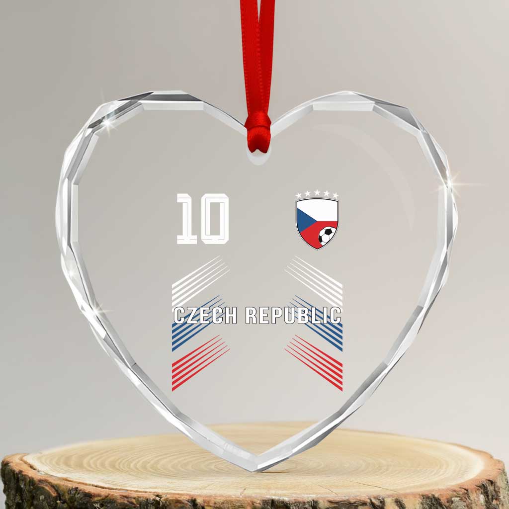 Czech Republic Soccer Sports Graphic Number 10 Jersey Style Heart Crystal Glass Ornament Proud Czechia Football Fans Game Day Pride