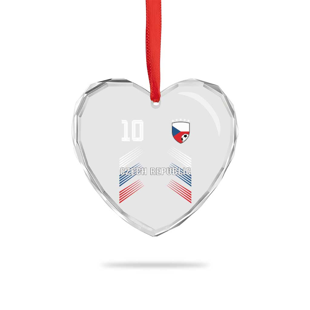 Czech Republic Soccer Sports Graphic Number 10 Jersey Style Heart Crystal Glass Ornament Proud Czechia Football Fans Game Day Pride
