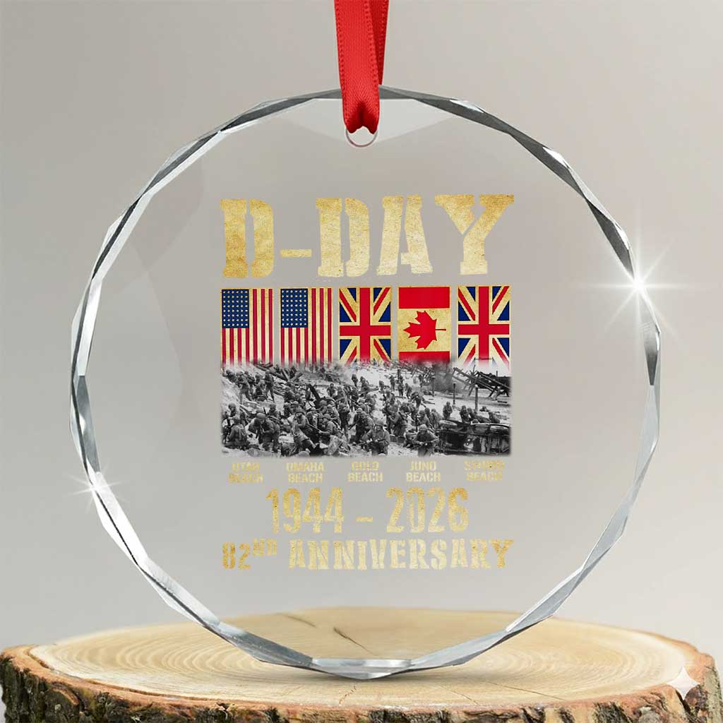 D Day 82nd Anniversary Honor History Normandy WWII Crystal Glass Ornament