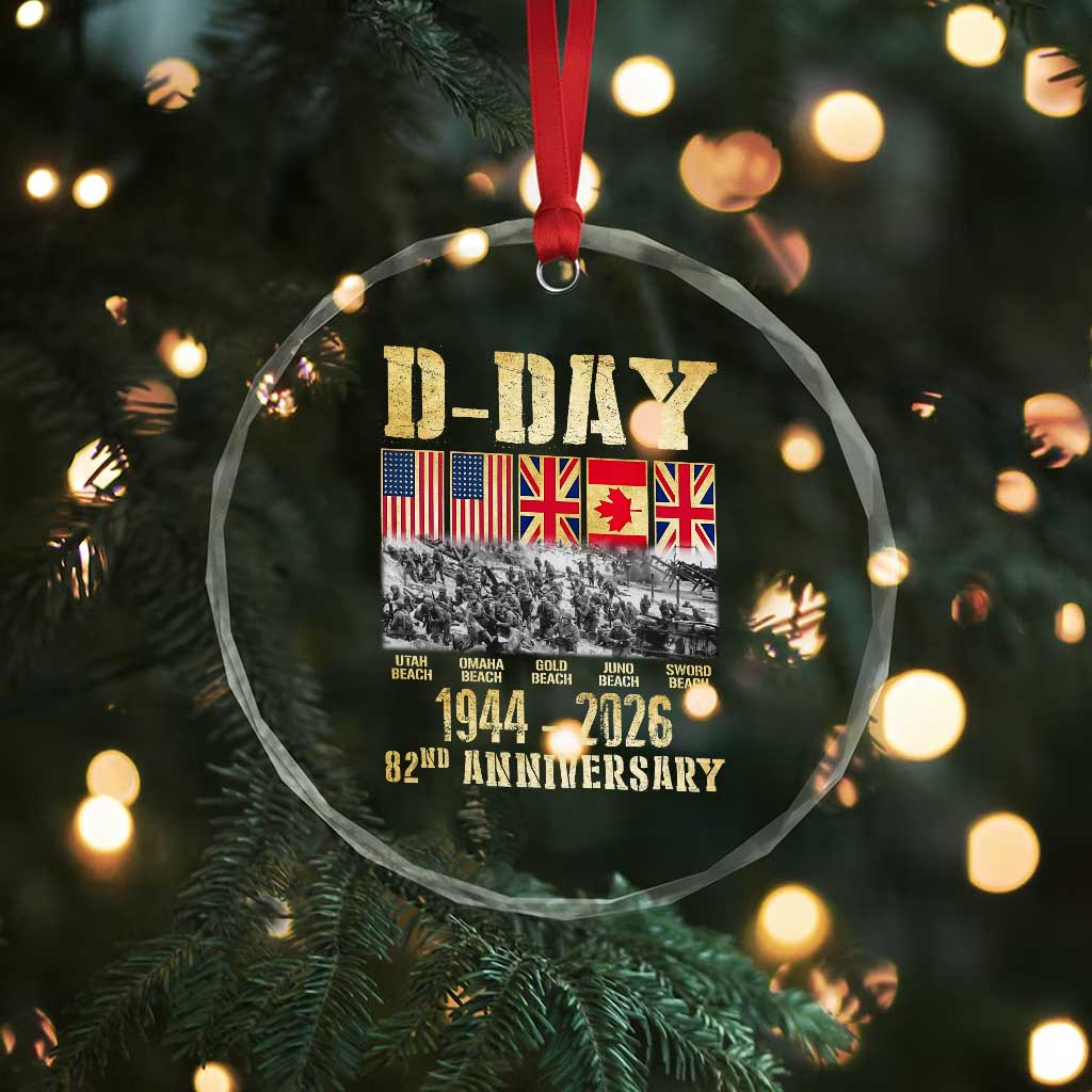 D Day 82nd Anniversary Honor History Normandy WWII Crystal Glass Ornament