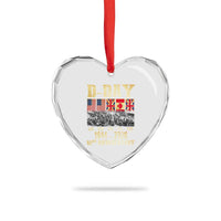 D Day 82nd Anniversary Honor History Normandy WWII Heart Crystal Glass Ornament