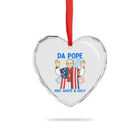 Da Pope Funny 4th of July Heart Crystal Glass Ornament Red White and Holy Patriotic Catholic - Wonder Print Shop