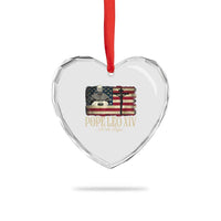 Da Pope Leo XIV Heart Crystal Glass Ornament From America Chicago USA Flag Cross - Wonder Print Shop