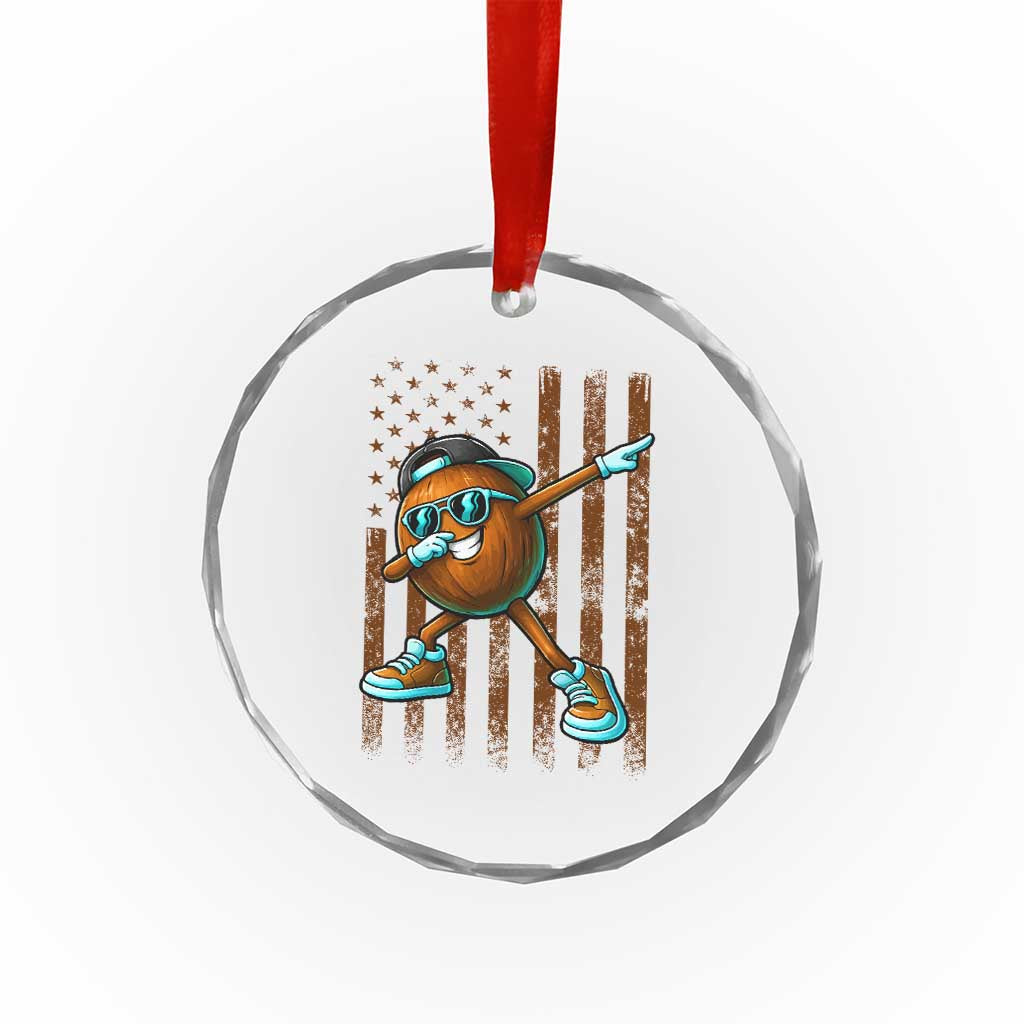 Dabbing Coconut Crystal Glass Ornament Retro American Flag Fruit Lover