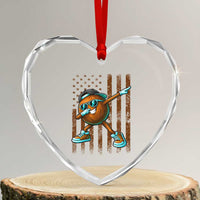 Dabbing Coconut Heart Crystal Glass Ornament Retro American Flag Fruit Lover