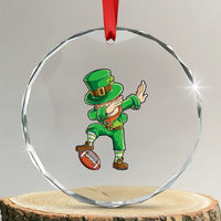 Dabbing Leprechaun Football Crystal Glass Ornament St Patricks Day Sports Lover - Wonder Print Shop