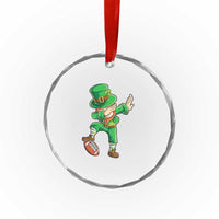 Dabbing Leprechaun Football Crystal Glass Ornament St Patricks Day Sports Lover - Wonder Print Shop
