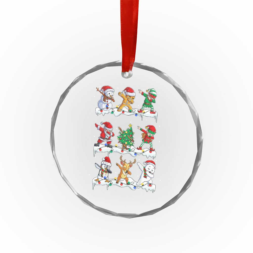 Dabbing Santa Elf Friends Christmas Light Crystal Glass Ornament - Wonder Print Shop