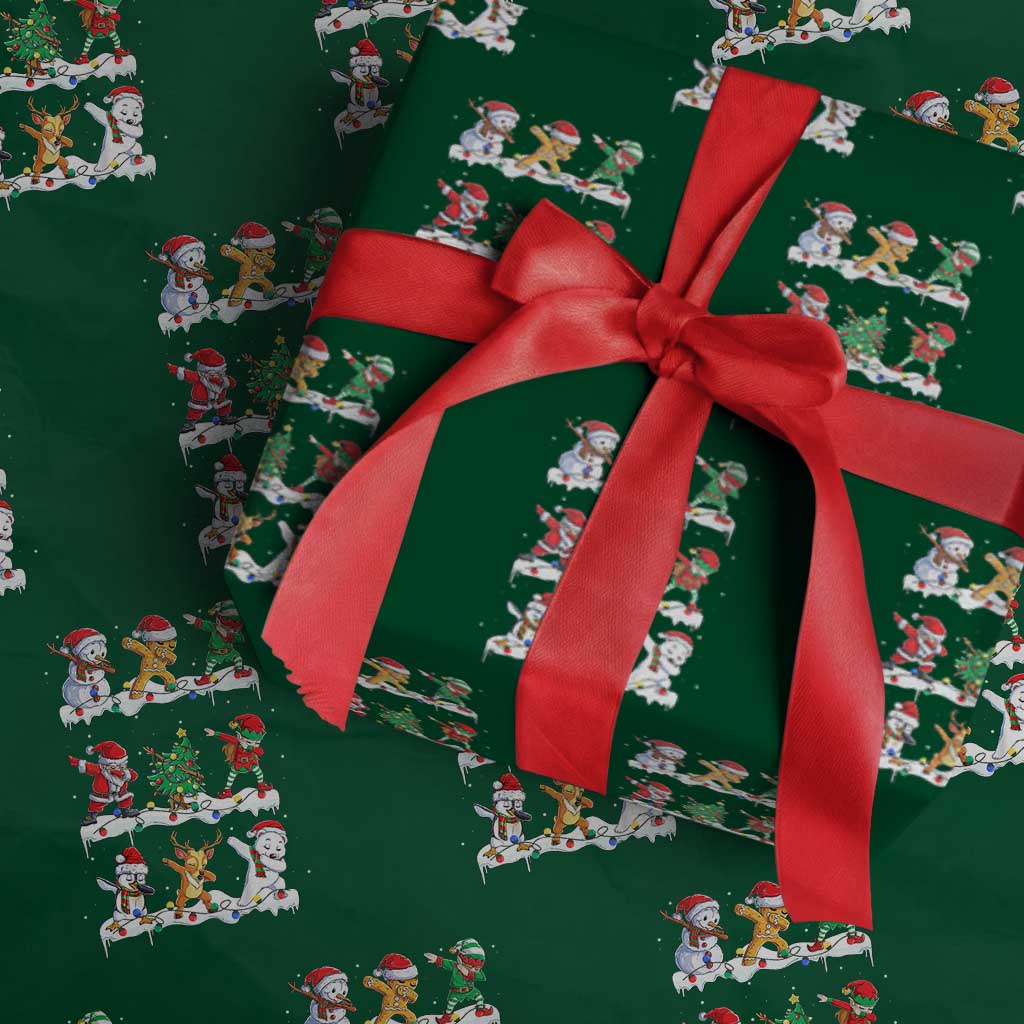 Dabbing Santa Elf Friends Christmas Light Wrapping Paper Roll - Wonder Print Shop