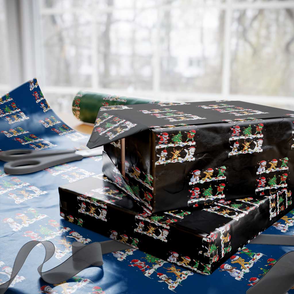Dabbing Santa Elf Friends Christmas Light Wrapping Paper Roll - Wonder Print Shop