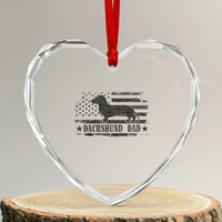 Dachshund Dog Dad Heart Crystal Glass Ornament Fathers Day Gift for Dog Lovers American Flag - Wonder Print Shop