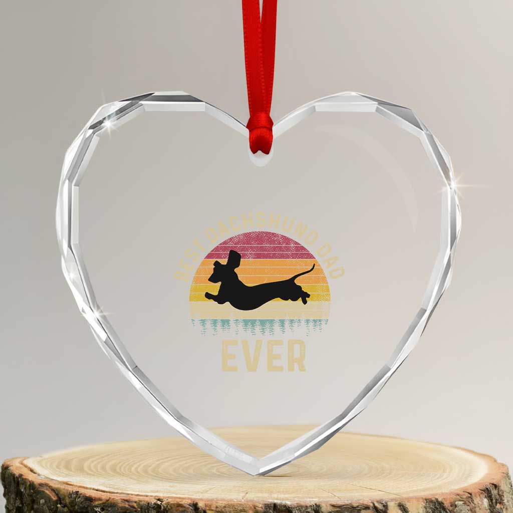 Dachshund Dog Dad Heart Crystal Glass Ornament Vintage 60s 70s Retro Fathers Day Gift for Dog Lovers - Wonder Print Shop