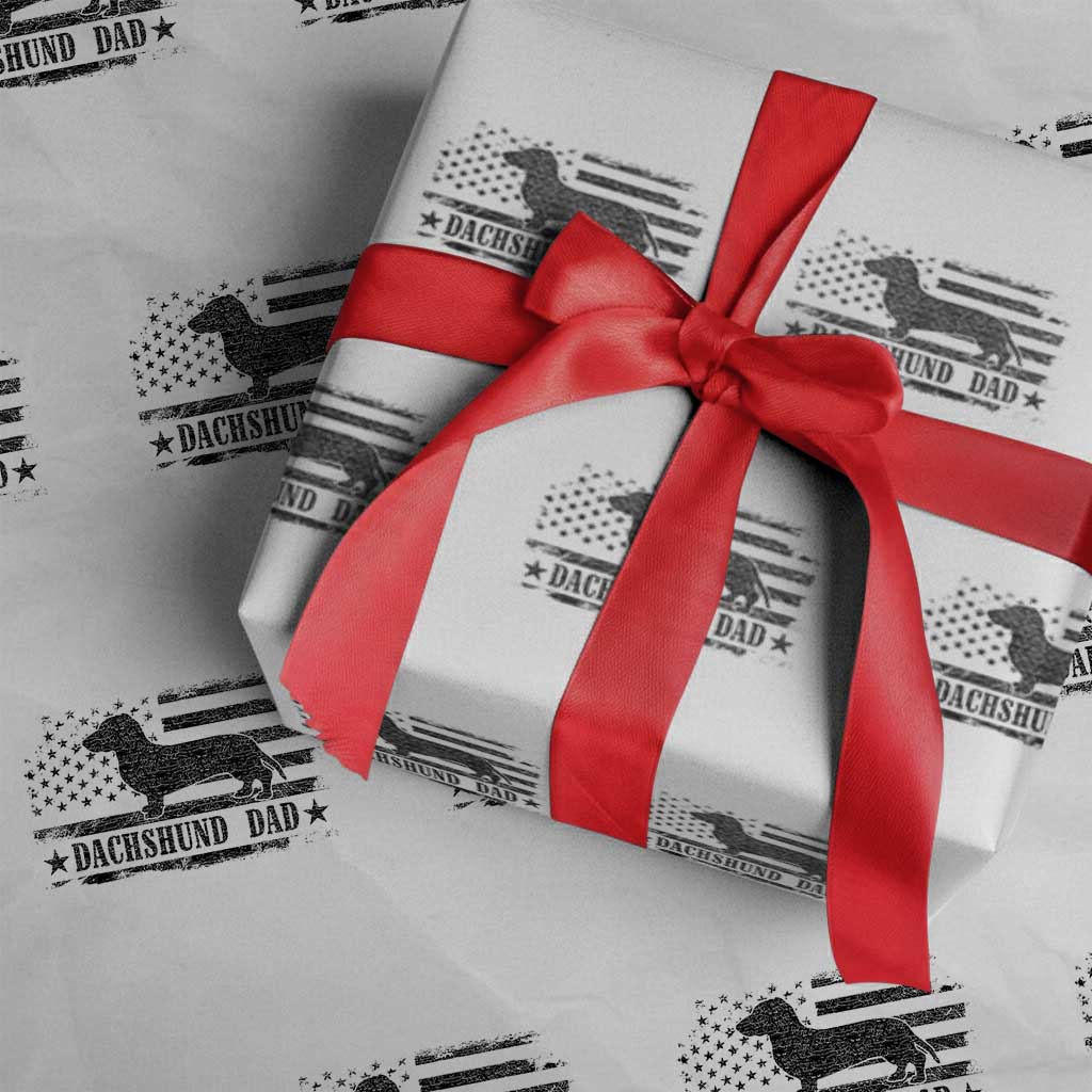 Dachshund Dog Dad Wrapping Paper Roll Fathers Day Gift for Dog Lovers American Flag - Wonder Print Shop