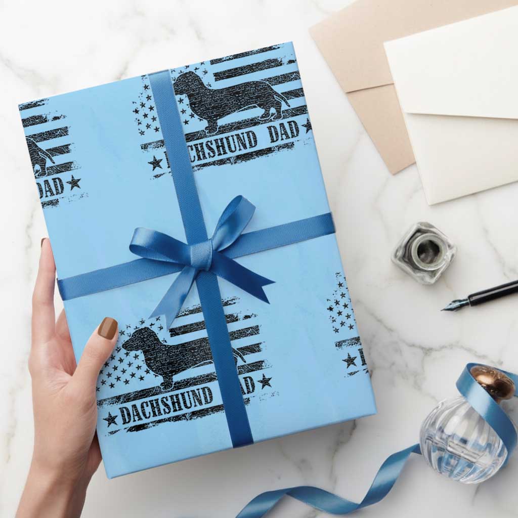 Dachshund Dog Dad Wrapping Paper Roll Fathers Day Gift for Dog Lovers American Flag - Wonder Print Shop
