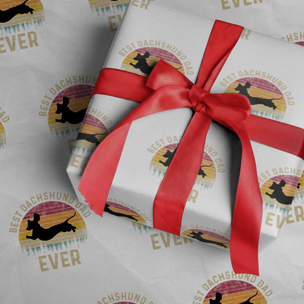 Dachshund Dog Dad Wrapping Paper Roll Vintage 60s 70s Retro Fathers Day Gift for Dog Lovers - Wonder Print Shop