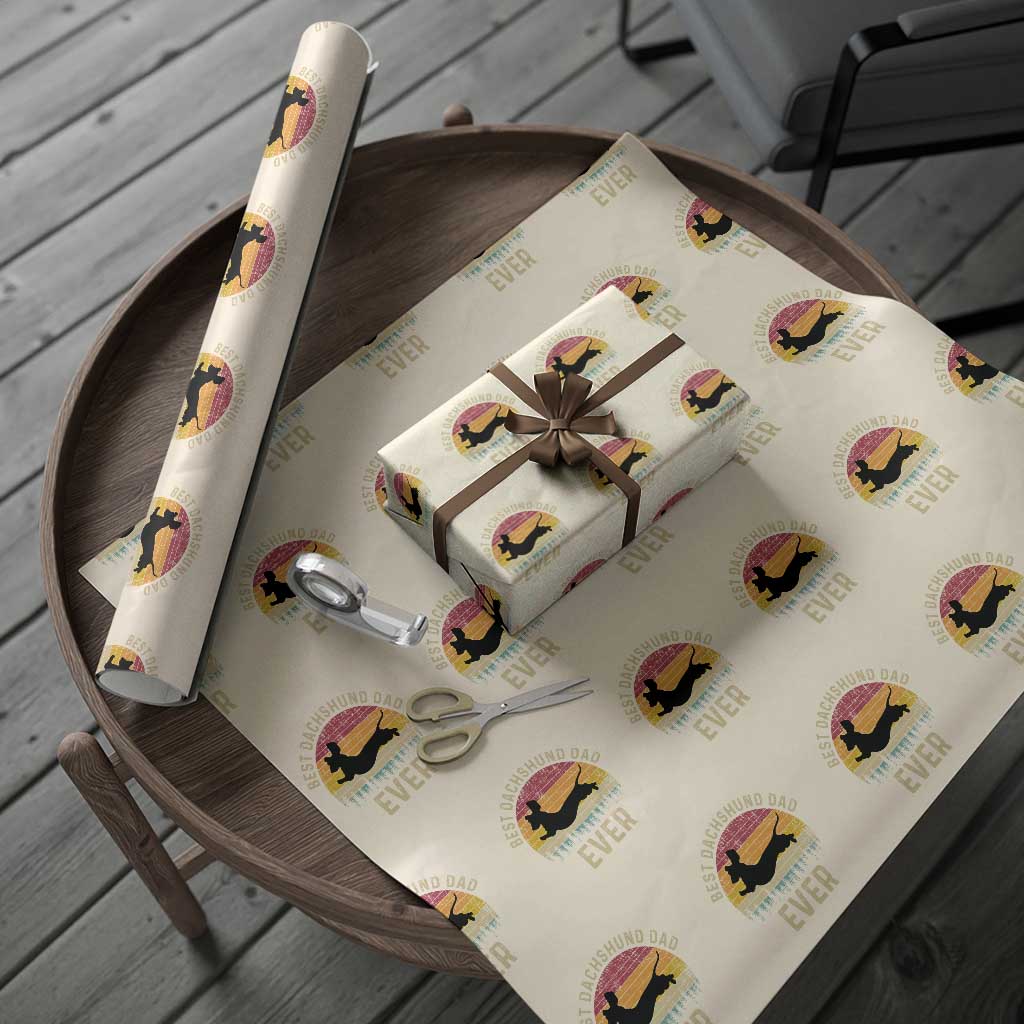 Dachshund Dog Dad Wrapping Paper Roll Vintage 60s 70s Retro Fathers Day Gift for Dog Lovers - Wonder Print Shop