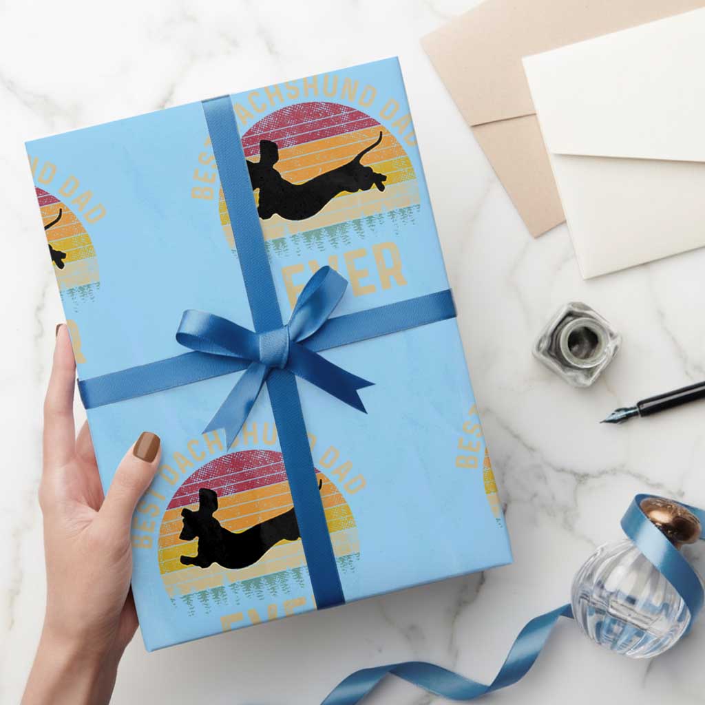 Dachshund Dog Dad Wrapping Paper Roll Vintage 60s 70s Retro Fathers Day Gift for Dog Lovers - Wonder Print Shop