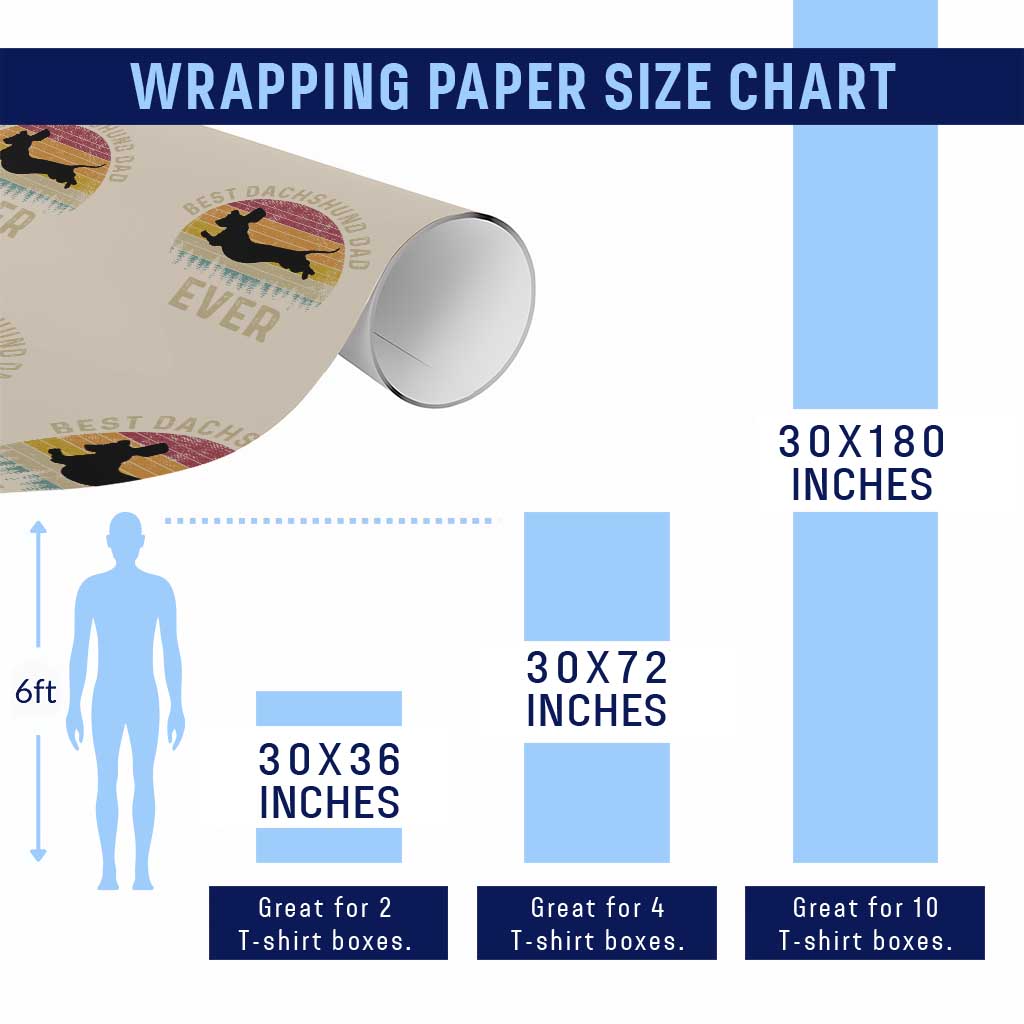Dachshund Dog Dad Wrapping Paper Roll Vintage 60s 70s Retro Fathers Day Gift for Dog Lovers - Wonder Print Shop