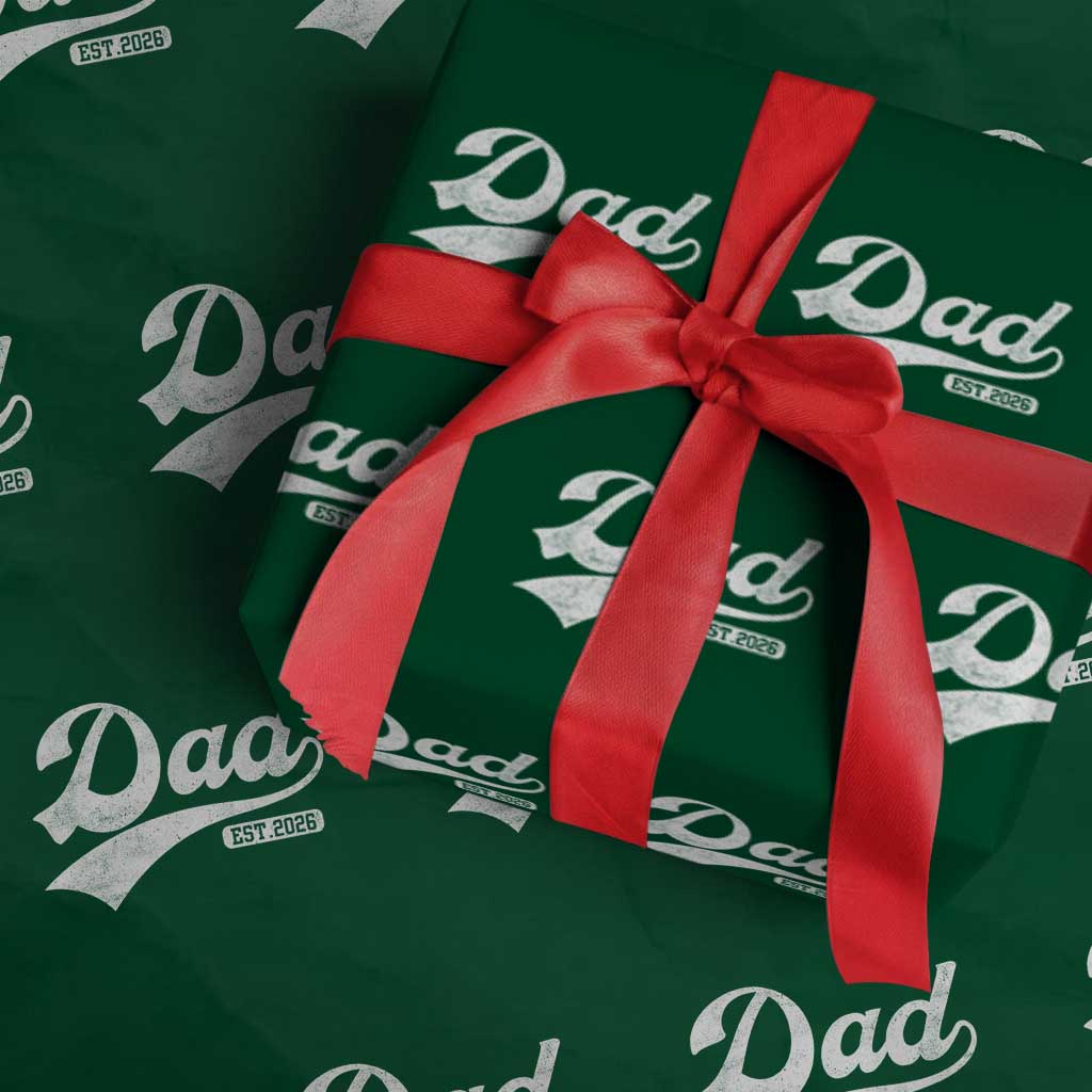 Dad Est 2026 Wrapping Paper Roll Funny New Dad Baby Announcement