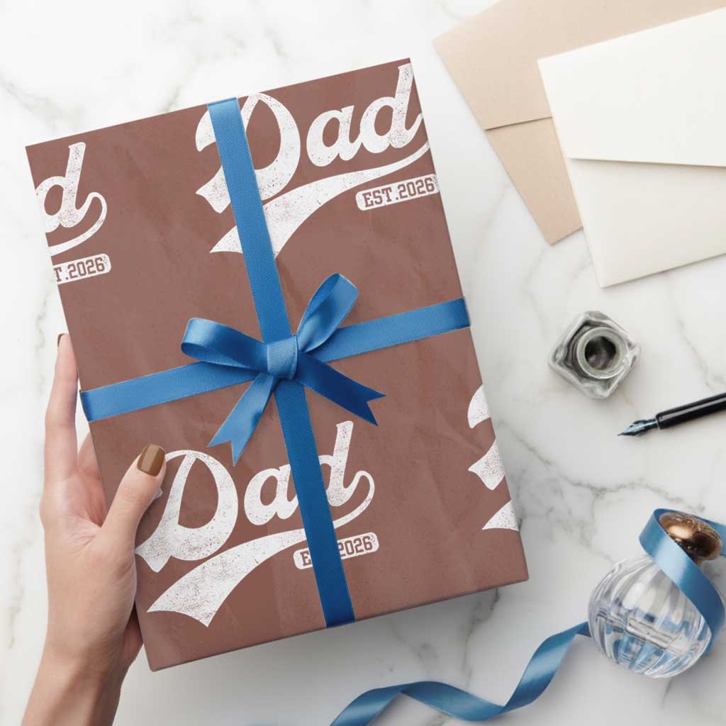 Dad Est 2026 Wrapping Paper Roll Funny New Dad Baby Announcement