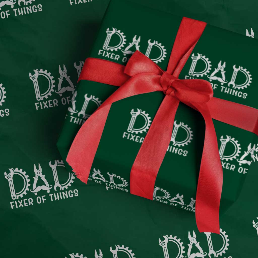 Dad Fixer Of Everything Garage Life Wrapping Paper Roll Auto Mechanic Fathers Day Gift