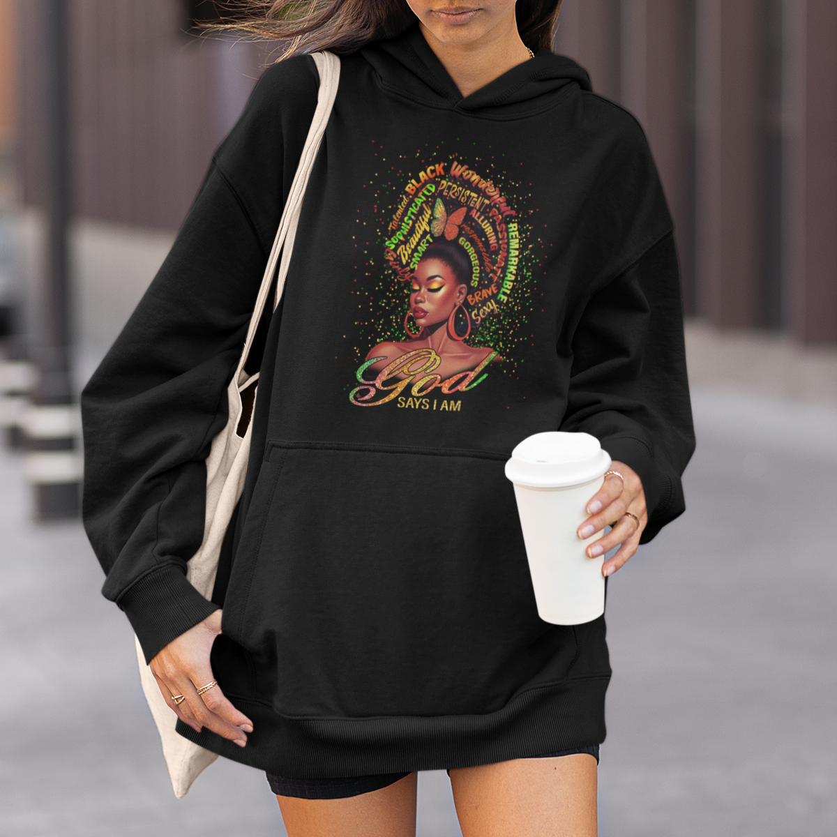 God Says I Am Melanin Strong Unique Black Women Hoodie - Wonder Print Shop