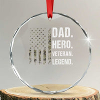 Dad Hero Veteran Legend Camouflage Father's Day Crystal Glass Ornament