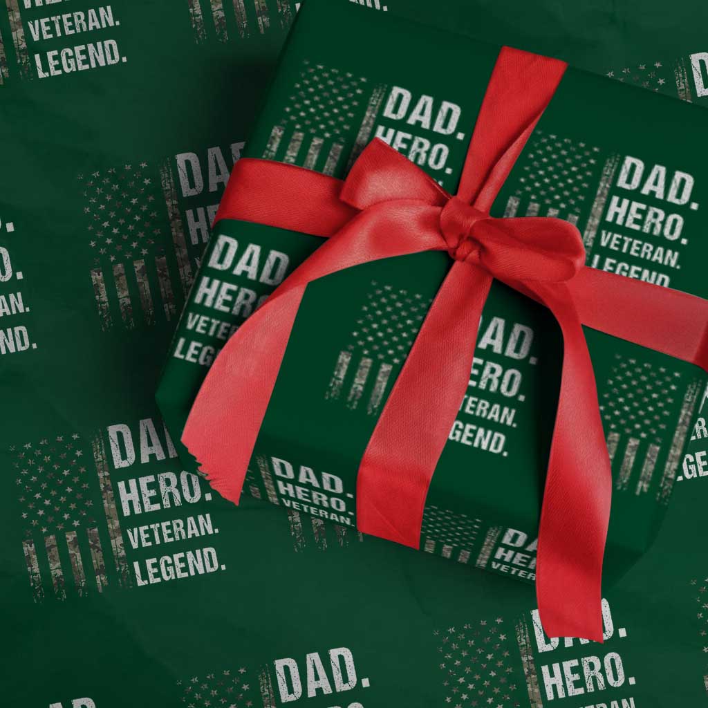Dad Hero Veteran Legend Camouflage Father's Day Wrapping Paper Roll