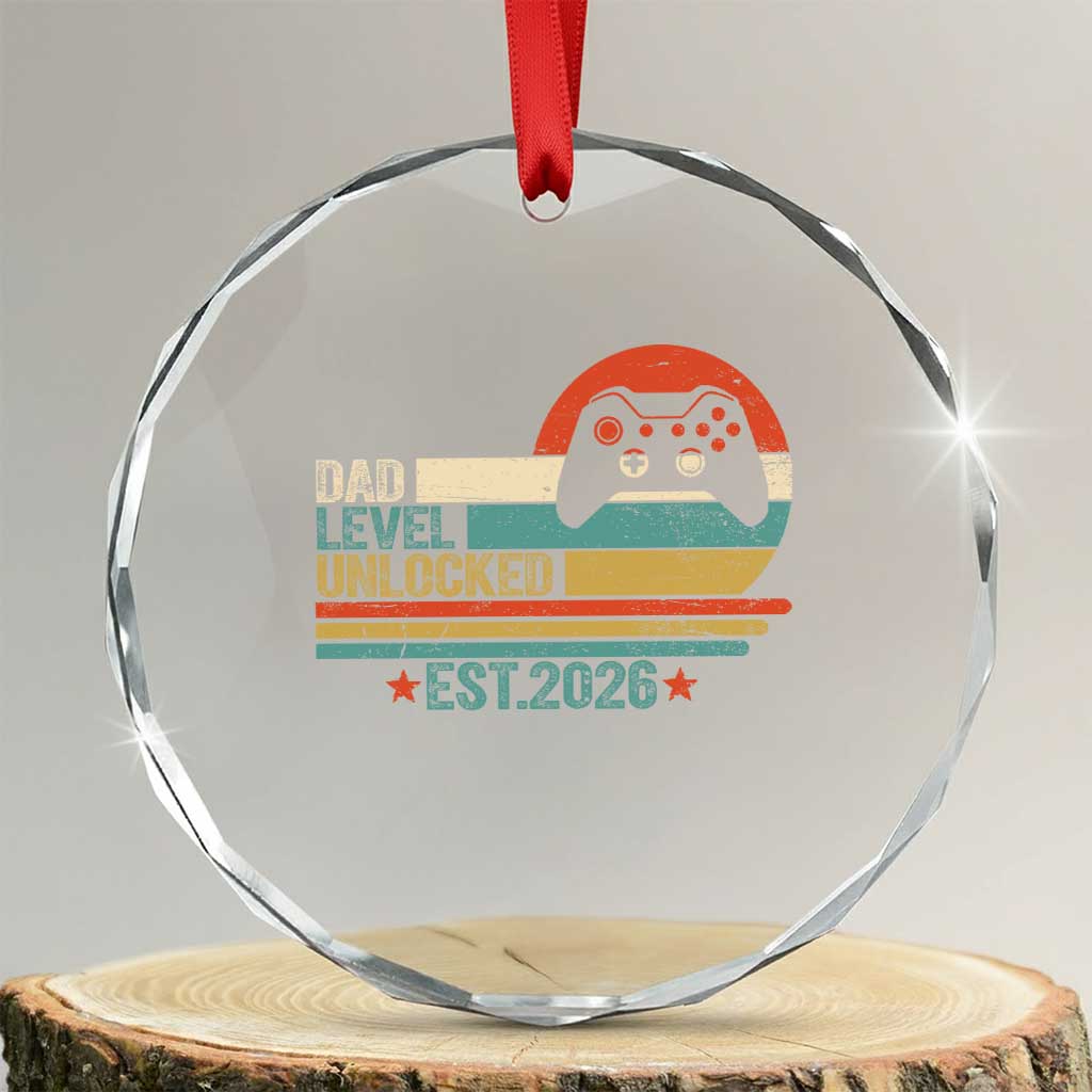 Dad Level Unlocked Crystal Glass Ornament Funny New Dad Gaming Gamer 2026